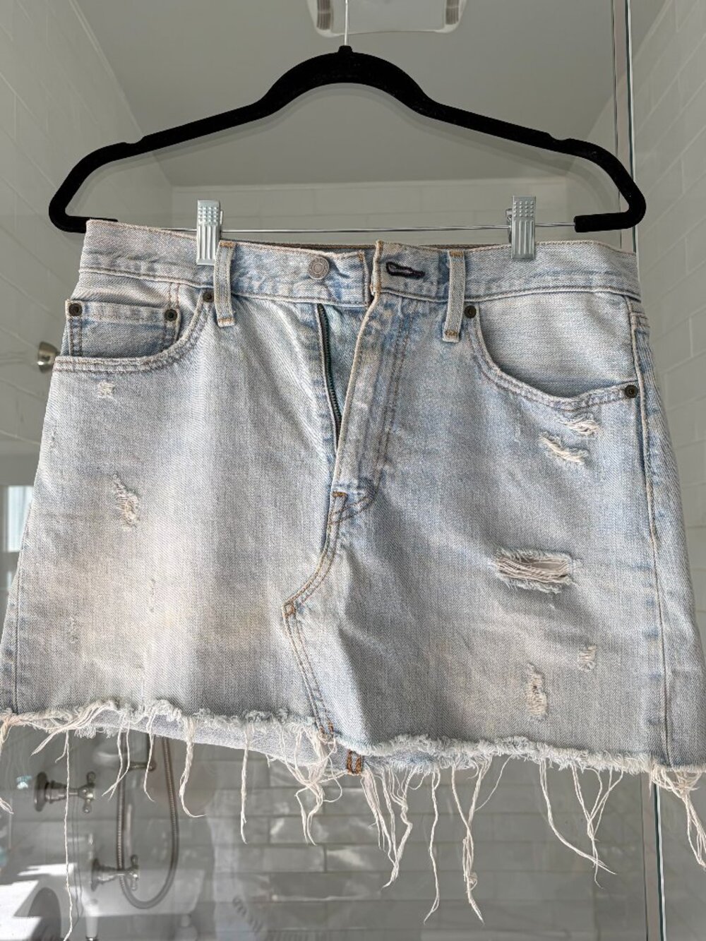 Levi's Distressed Light Wash Denim Mini Skirt - Size 29